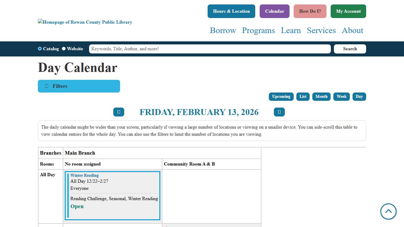 Day Calendar Rowan County Public Library